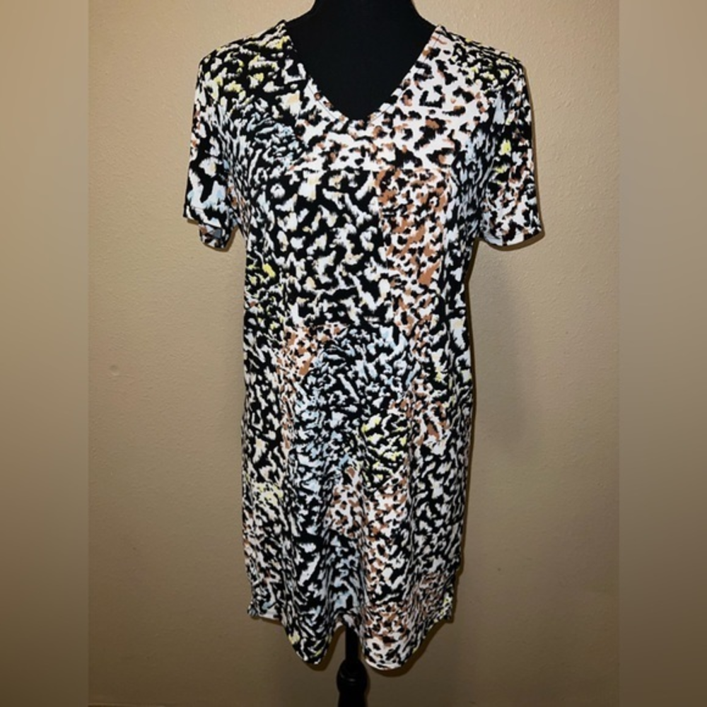Christian Siriano multi color animal‎ print v neck dress size small